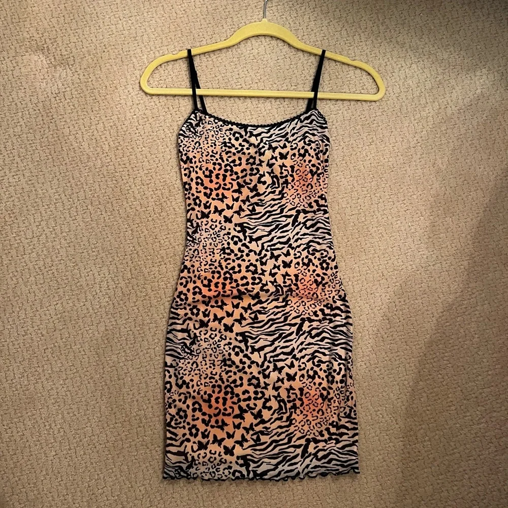 Princess Polly Autumn Mini Dress Leopard Bodycon Size 0 - Picture 3 of 9